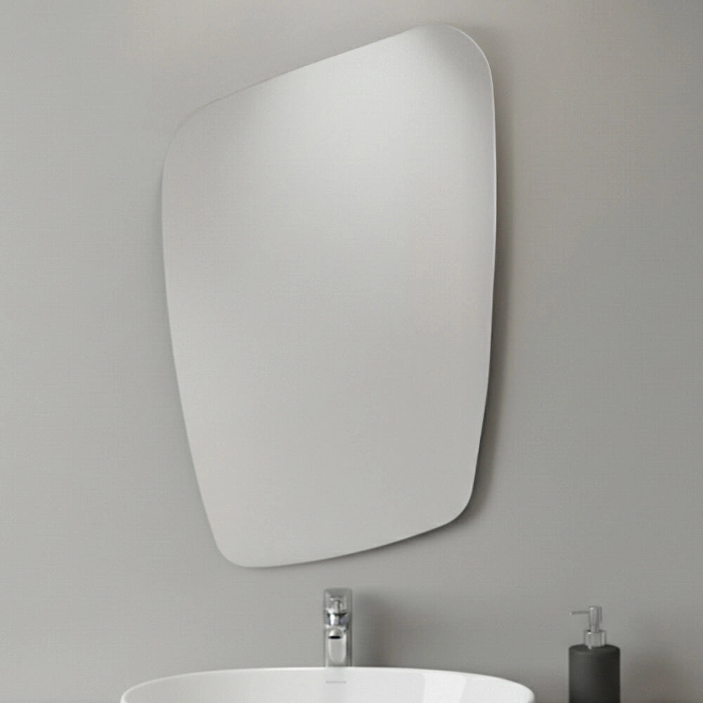 Specchio bagno 55x80 cm forma irregolare con installazione reversibile