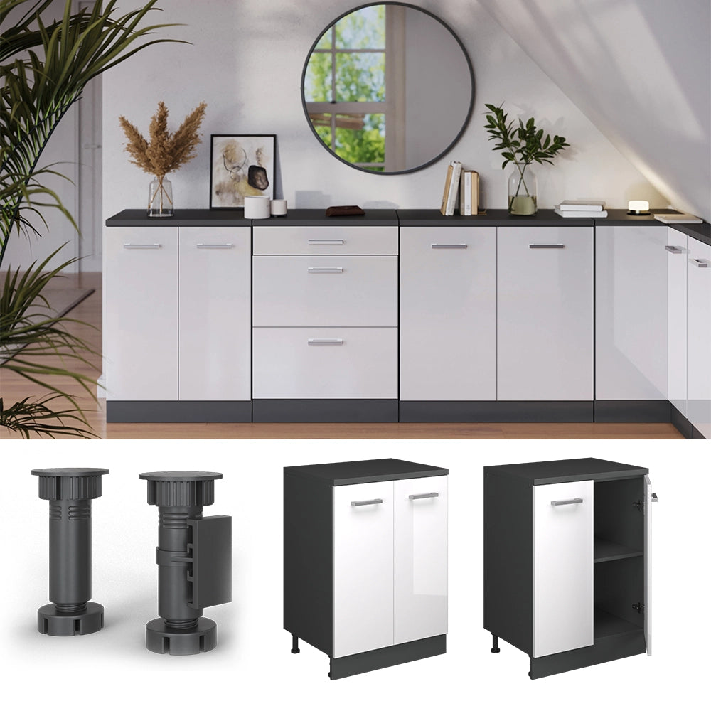 Mobile per mansarda Rion Bianco lucido/Antracite 60 x 83.8 cm senza inclinazione con 2 ante Vicco