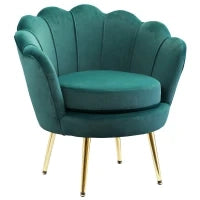 Poltrona Vintage di Design in Velluto Verde Poltroncina da Camera