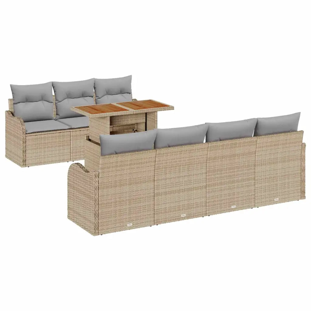 Set Divano da Giardino 8 pcs Beige Poly Rattan 3358156