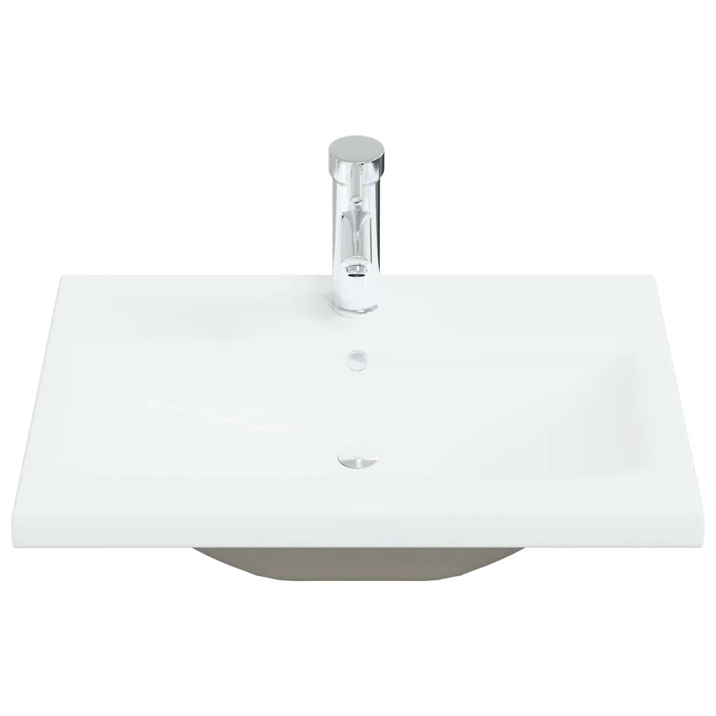 Lavabo da Incasso con Rubinetto 61x39x18 cm in Ceramica Bianco 148624