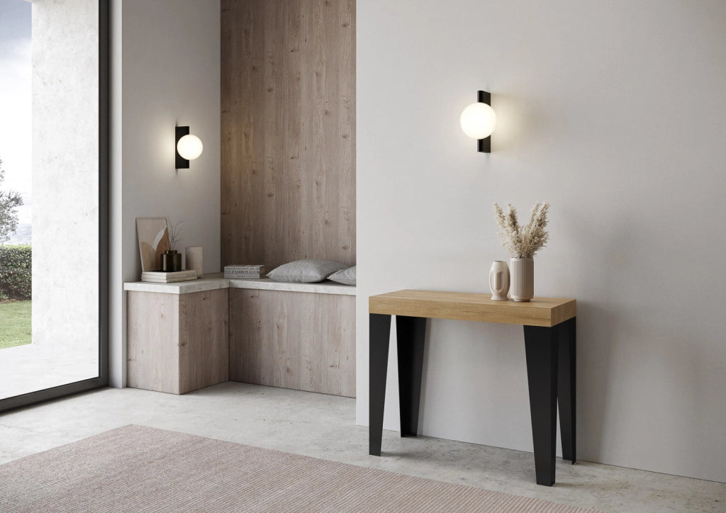 Consolle allungabile 90x40/196 cm Flaris Small Quercia Natura telaio Antracite