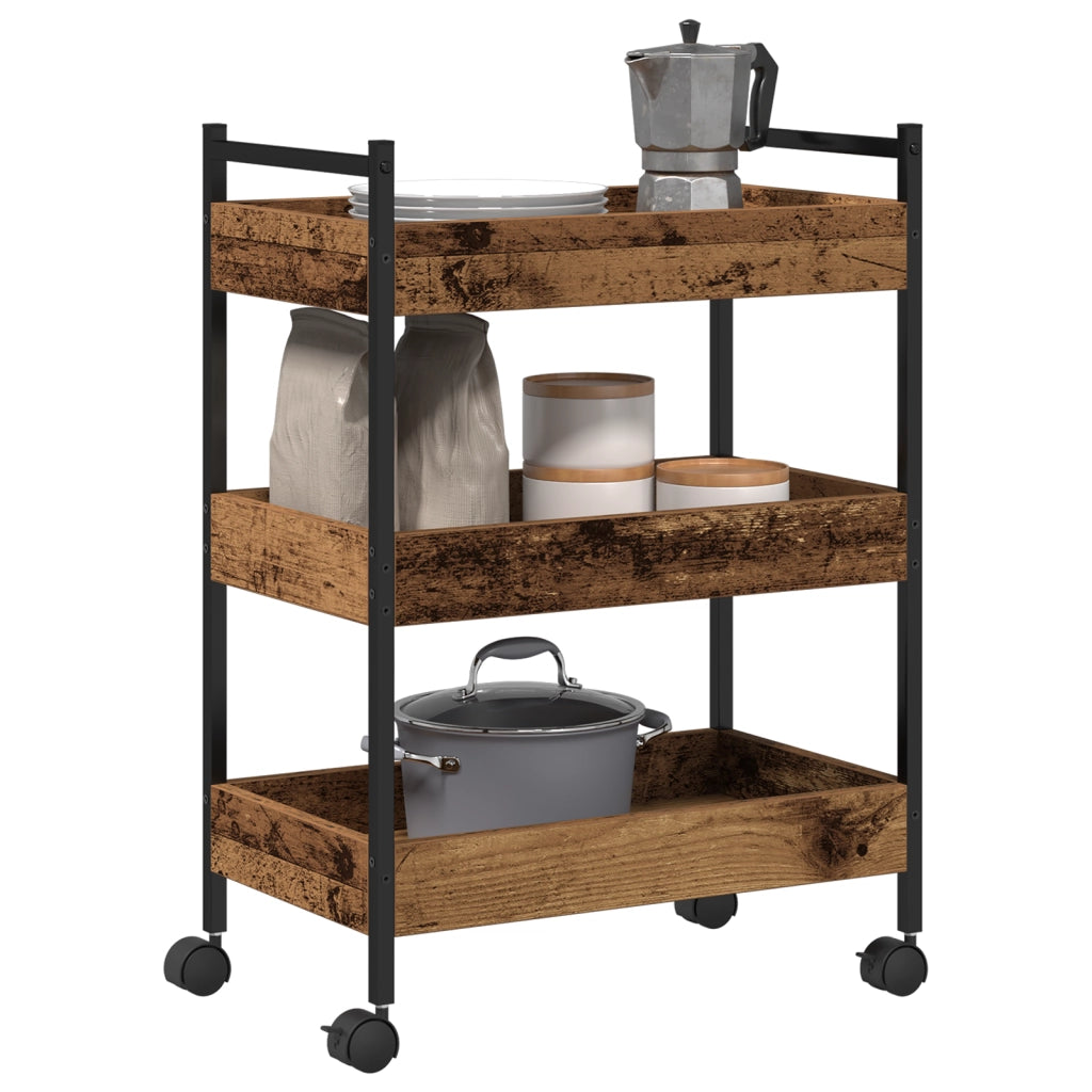 Carrello da cucina  in legno vecchio 50x30x70 cm in legno ingegnerizzato