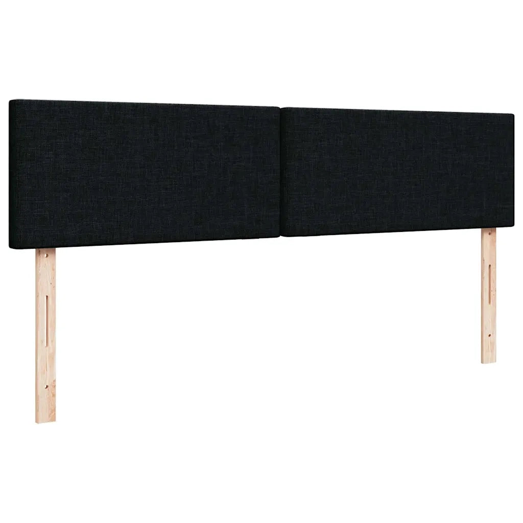 Struttura Letto Pouf con Materassi Nero 160x200 cm in Tessuto 3312817