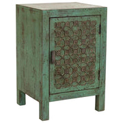 Comodino artigianale in legno verde 45x35x60h cm