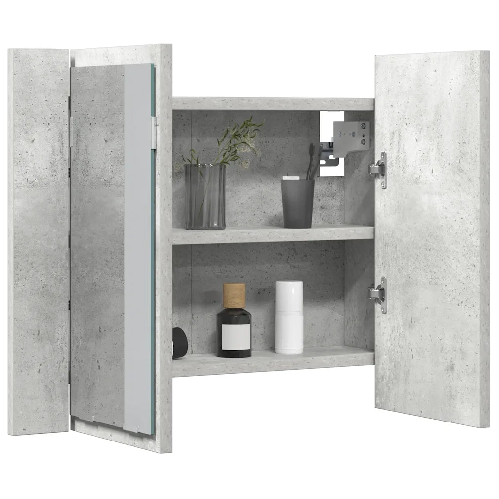 Armadietto a Specchio | Armadio da bagno con Luci LED Grigio Cemento in Acrilico