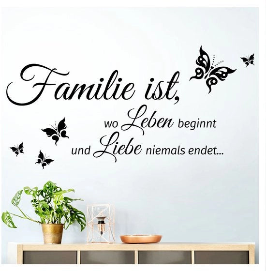 Sticker per Parete Grandora Famiglia è dove la vita inizia in Nero (BxH) 80 x 40 cm I stanza soggiorno adesivo autoattacco W5457