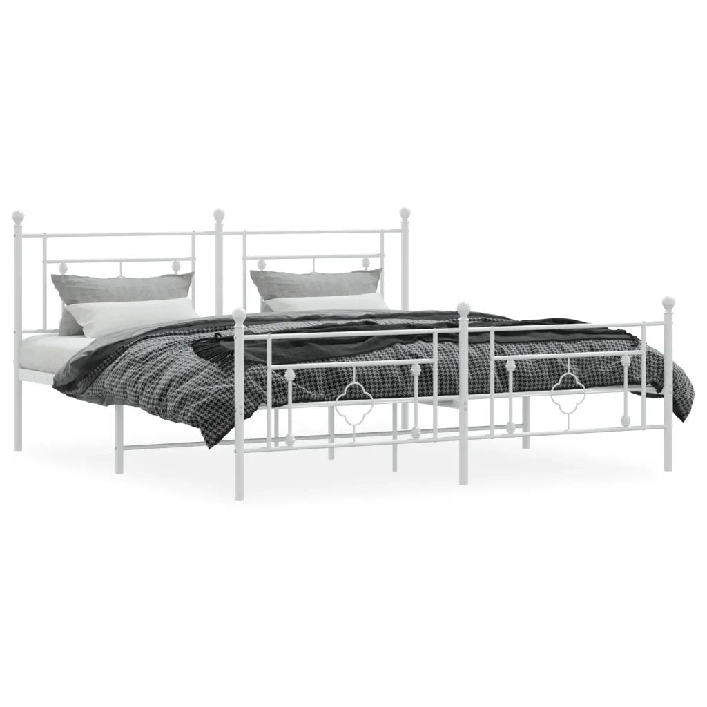 Giroletto con Testiera e Pediera-Struttura Letto Metallo Bianco 183x213 cm 694261