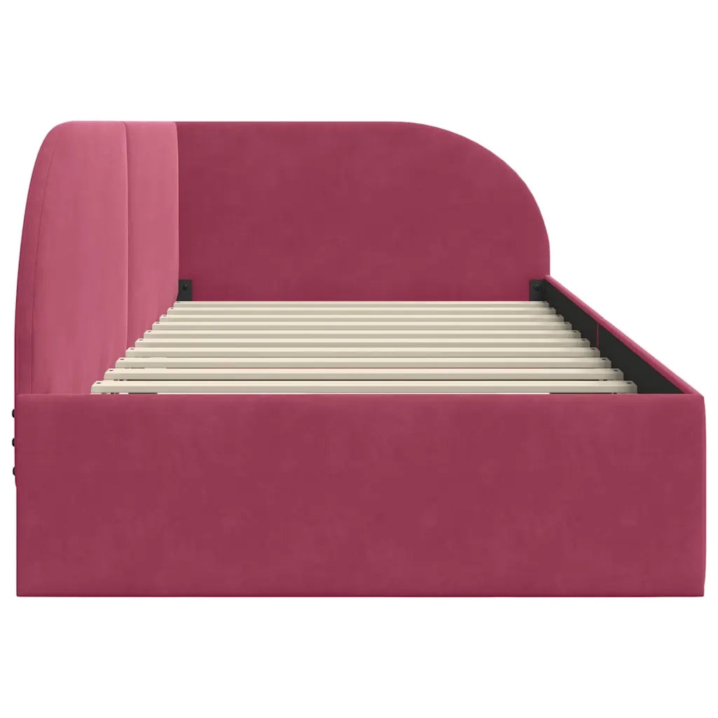 Cornice del letto ad angolo Rosso Vino 80 cm x 200 cm Velluto