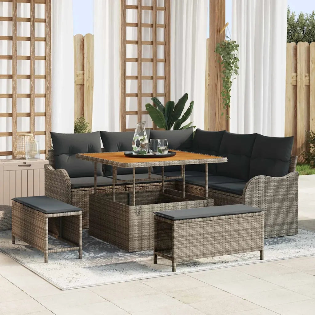 Set Divano da Giardino con cuscino 8 pcs Grigio polyrattan 3362258