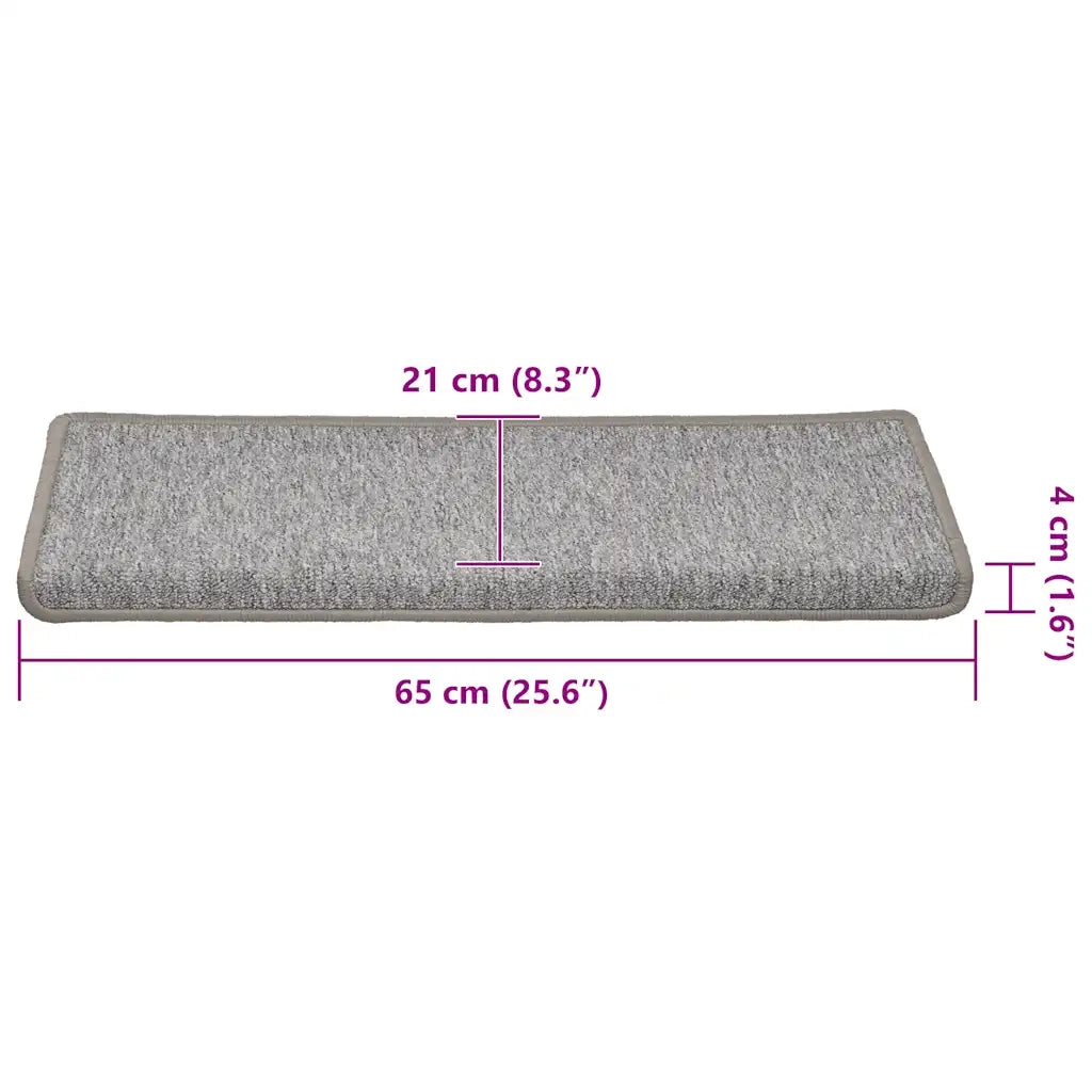 vidaXL Tappetini per scale 30 pz 65x21x4 cm Grigio chiaro Bordo rettangolare
