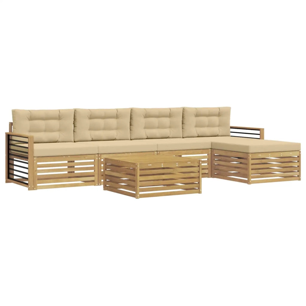 Set di divani da esterno 7 pcs Bianco e Beige Poliestere 3390378