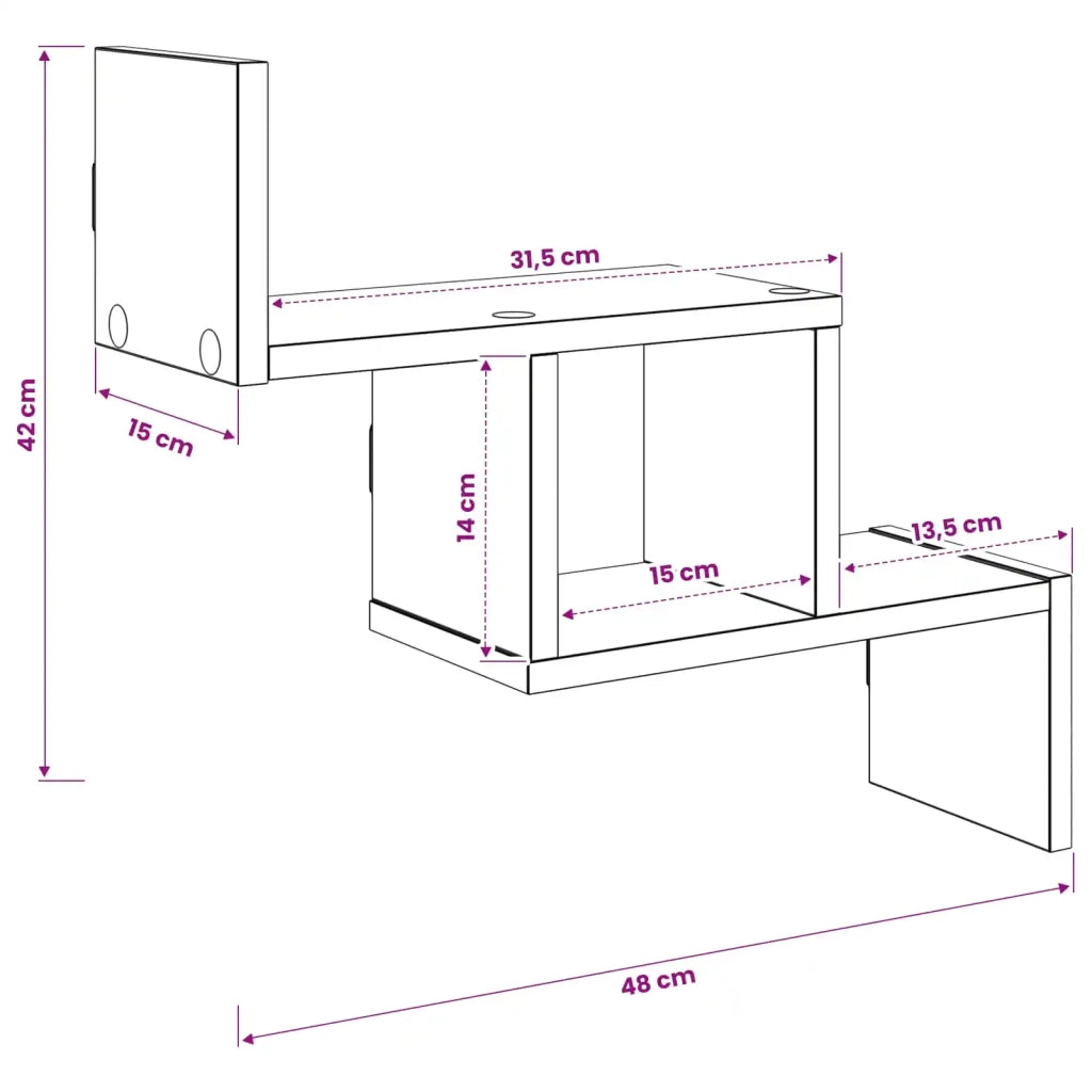 Scaffale da parete Rovere Nero 48 x 15 x 42 cm 8012237