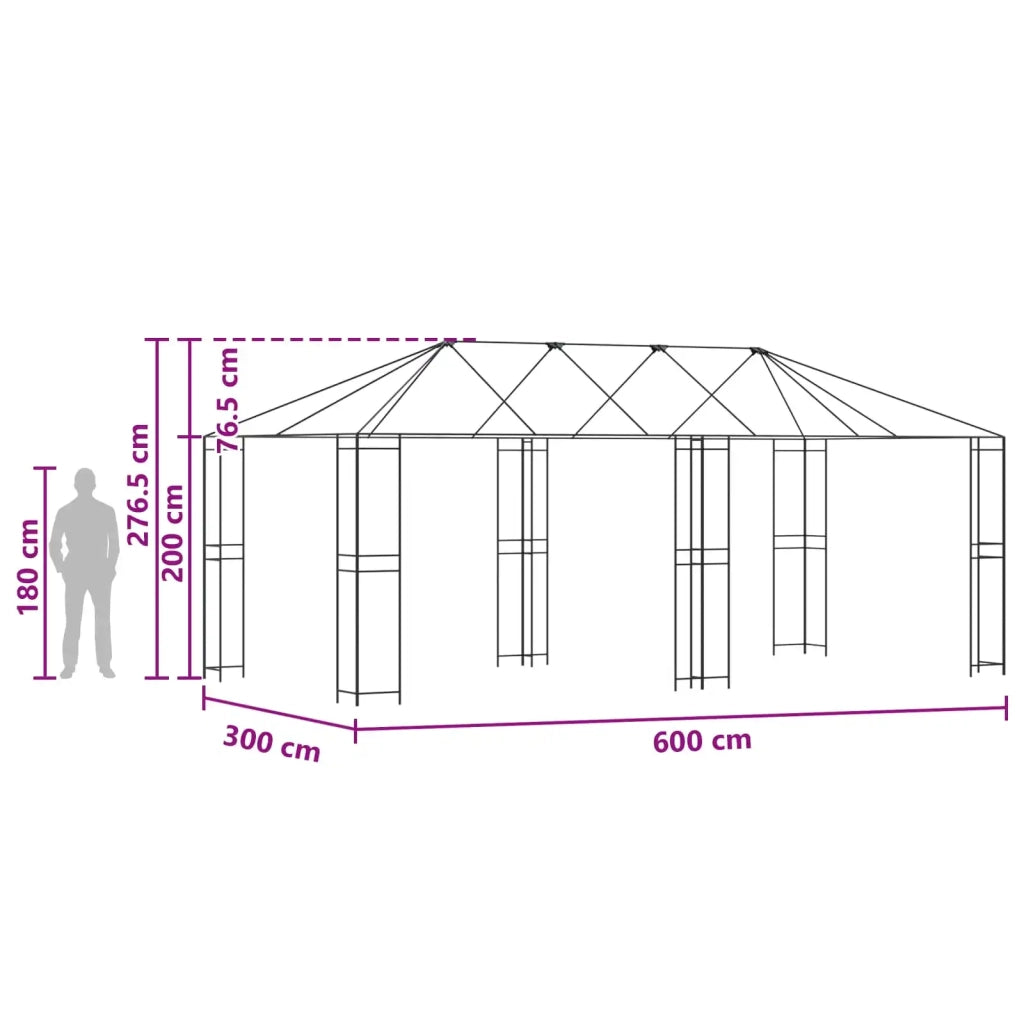 Struttura Gazebo 6 x 3 m Nero Acciaio CFW8111750