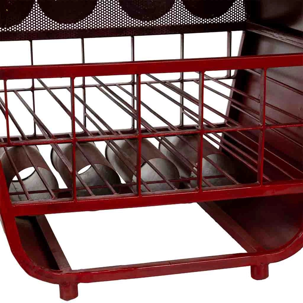 Mobile bar portabottiglie rosso con ruote 160x53x84h cm
