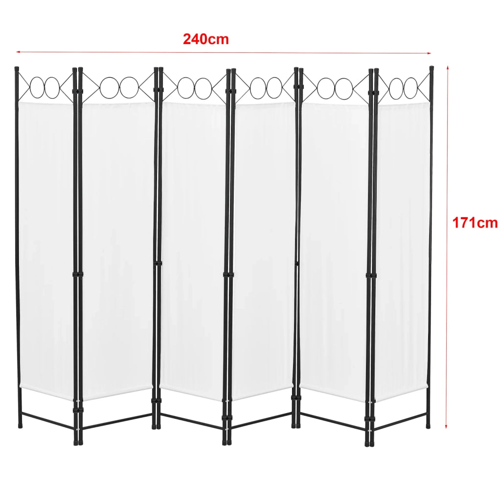 Schermo divisorio per la privacy a 6 pannelli 171 x 240 cm bianco 03_0008069