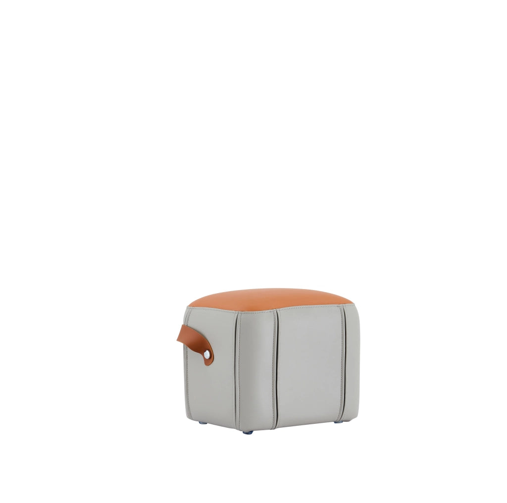 Pouf moderno con maniglia in PU grigio