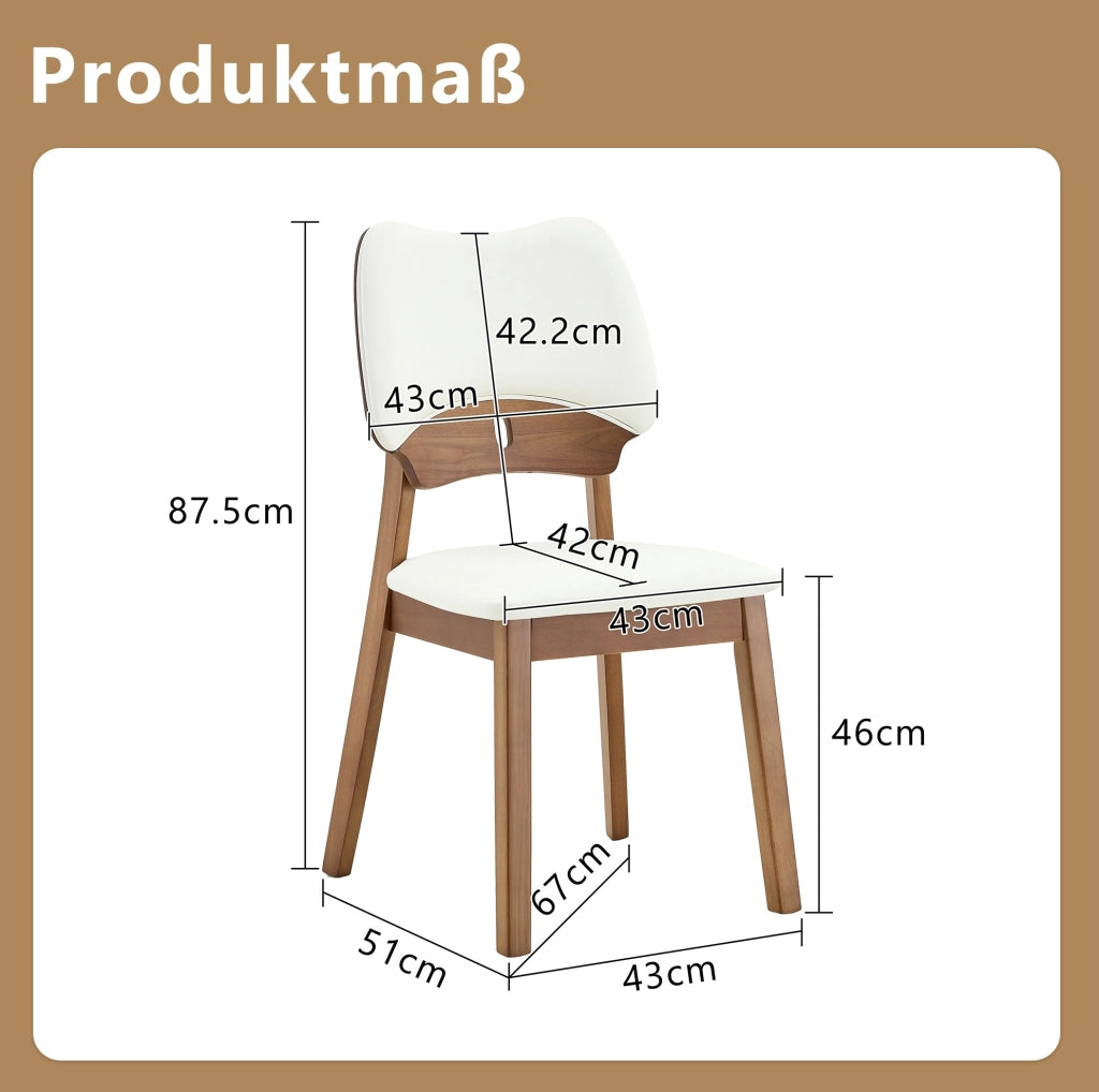 Set di 2 sedie da pranzo con schienale a farfalla; seduta imbottita in legno; bianco