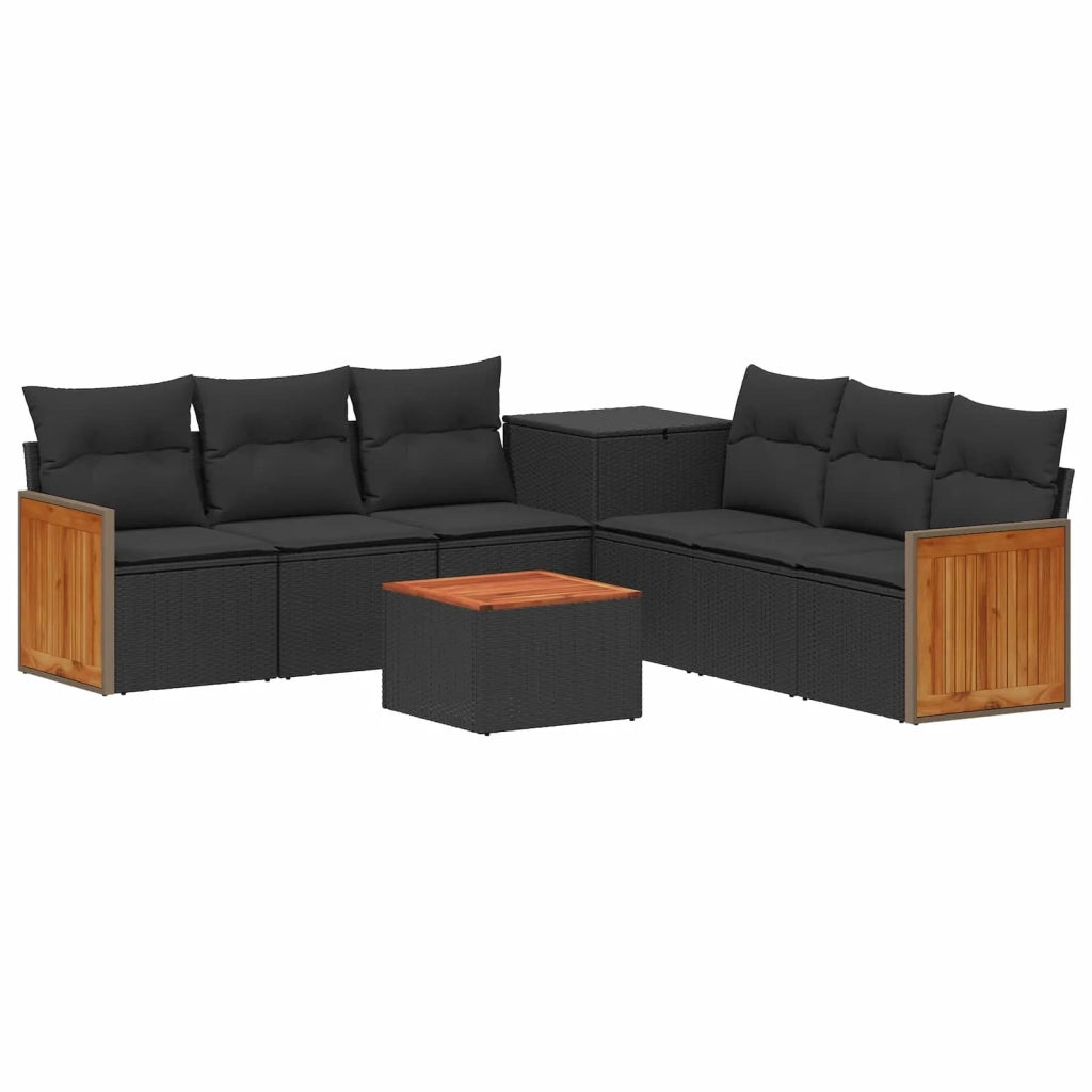 Set di divani 8 pz Nero Rattan sintetico e Acciaio 3448632