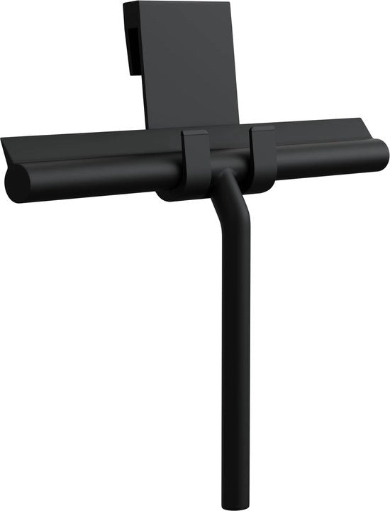 Douchewisser in silicone con supporto senza perforazione (nero opaco, 24 cm di apertura) - Wisser e maniglia extra larghi per doccia - Douchecabinewisser per parete doccia - Wisser doccia con movimento a scorrimento