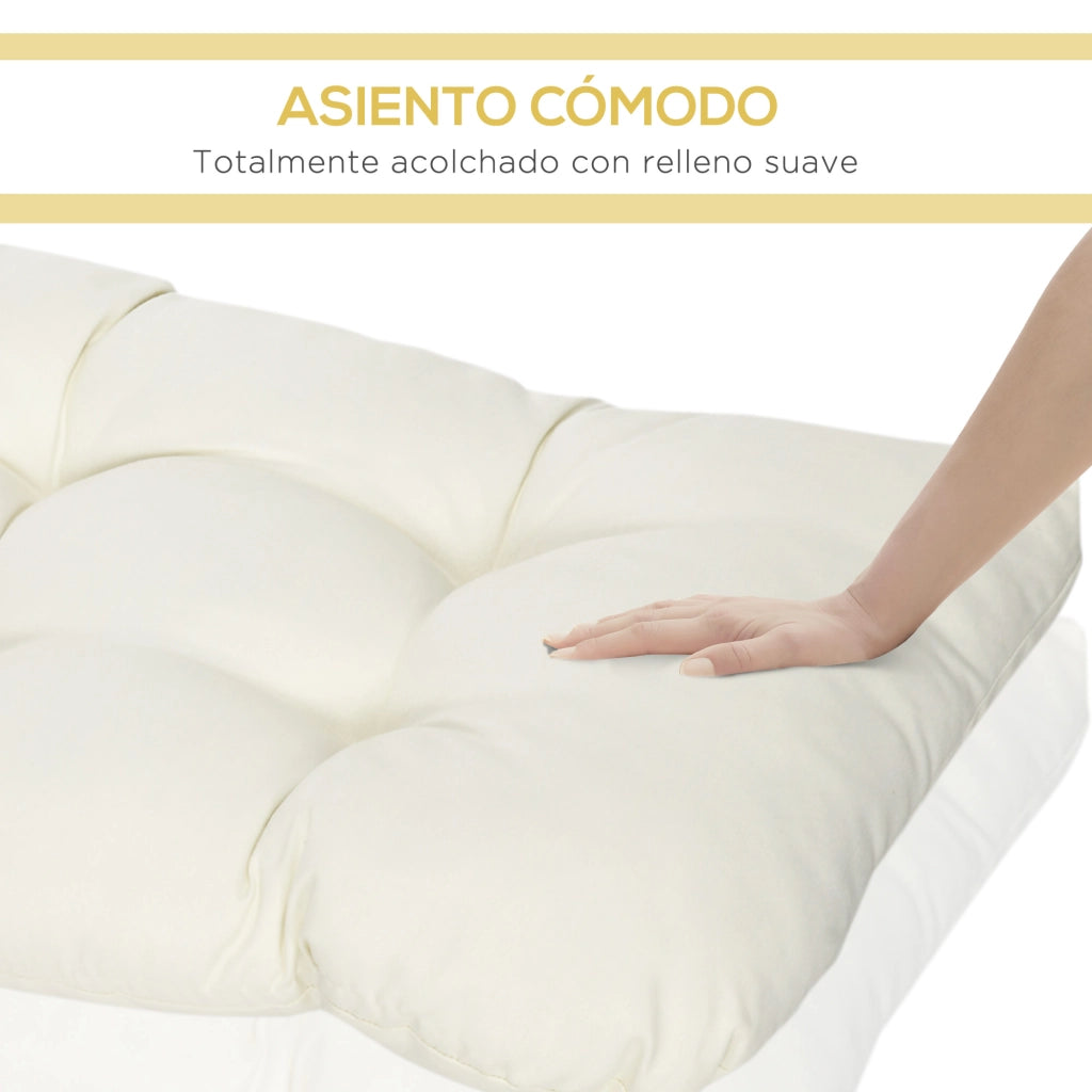 Cuscino per Divano 2 Posti Interno Esterno 110x48x8 cm Crema ¨C zephmum