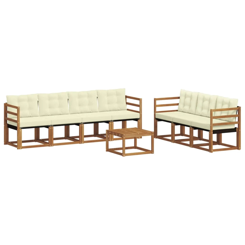 Set di divani da esterno con cuscino 8 pcs Naturale e Crema
