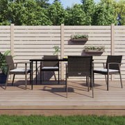 Set Pranzo da Giardino 5pz con Cuscini in Polyrattan e Acciaio