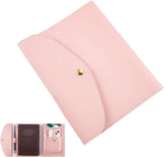 Portafoglio in pelle sintetica - Acquaparato - Rosa - Contenitori per carte - Borsa per documenti aziendale - Organizzatore di portfolio - Adatto per libretto A5 - Borsa per mappe in pelle - Contenitori per carte del telefono - Contenitori per carte - Contenitori per carte in PU - Contenitori per carte per A5