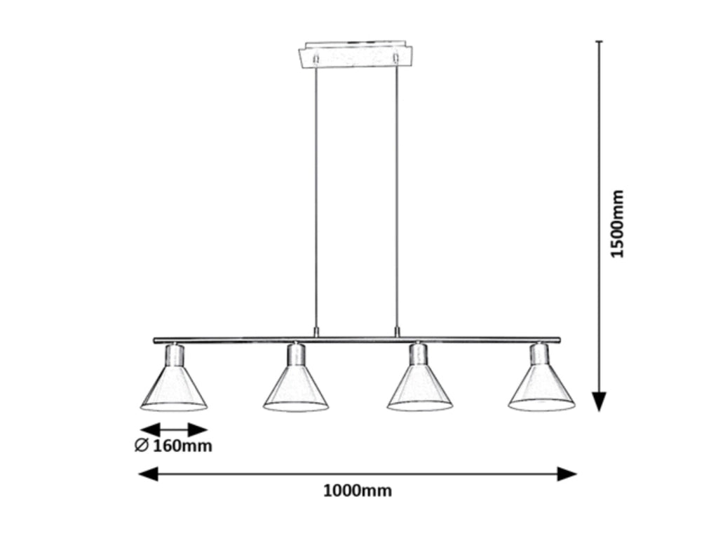 Lampada sospensione Rabalux Alvaro 4xE27 nero/oro metallo