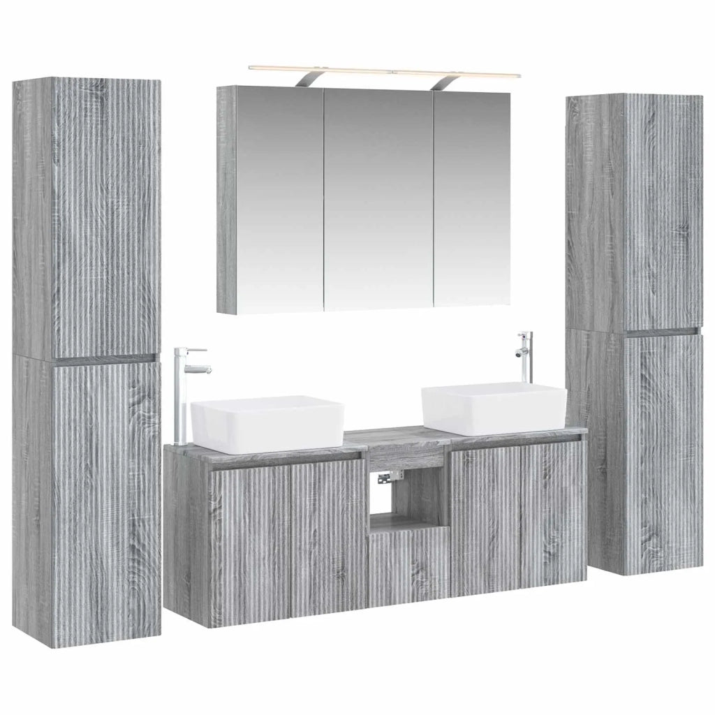 Set di mobili per il bagno 6 pcs Sonoma grigio 3407228