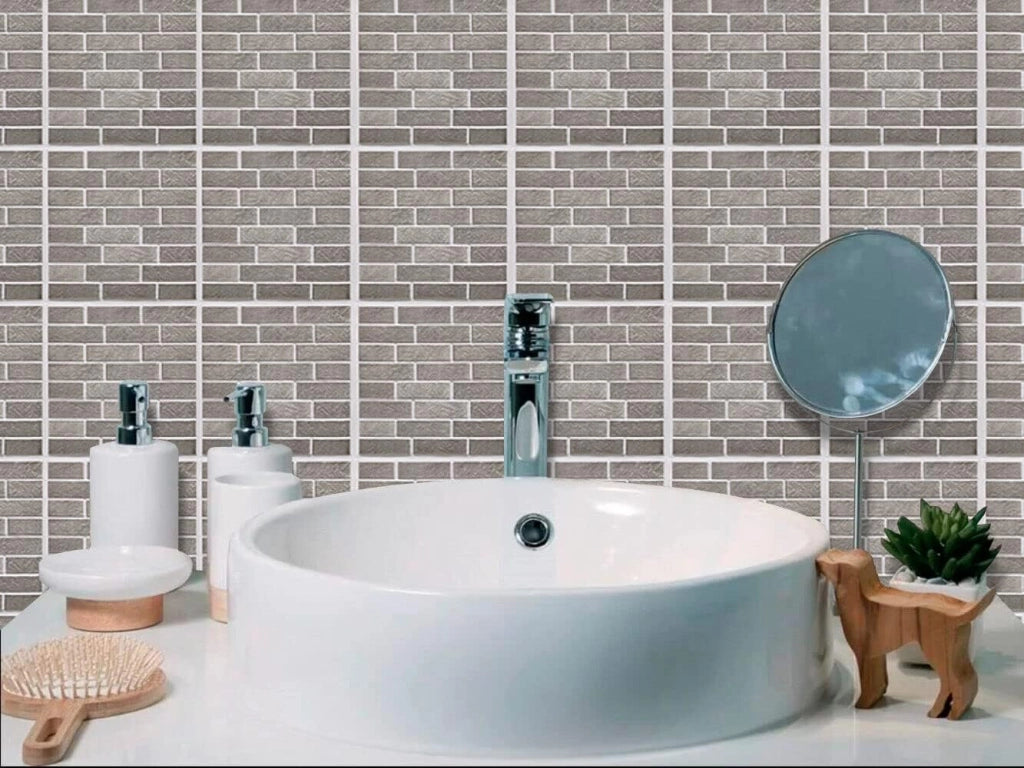 Piastrelle Pvc Adesive 3D Disegno Mattonella Pietra Bagno Cucina Pannello Autoadesivo 5 pezzi Dis.C