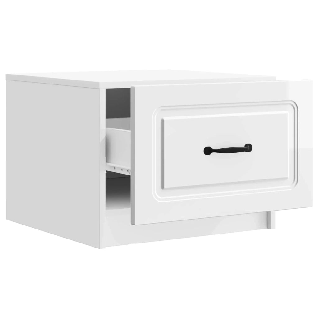 Tavolino da salotto con cassetto Bianco Lucido 49 x 50 x 37 cm