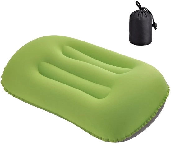 Cuscino per Campeggio Inflato - Cuscino da Viaggio Ultraleggero - Verde - 46 x 30 cm