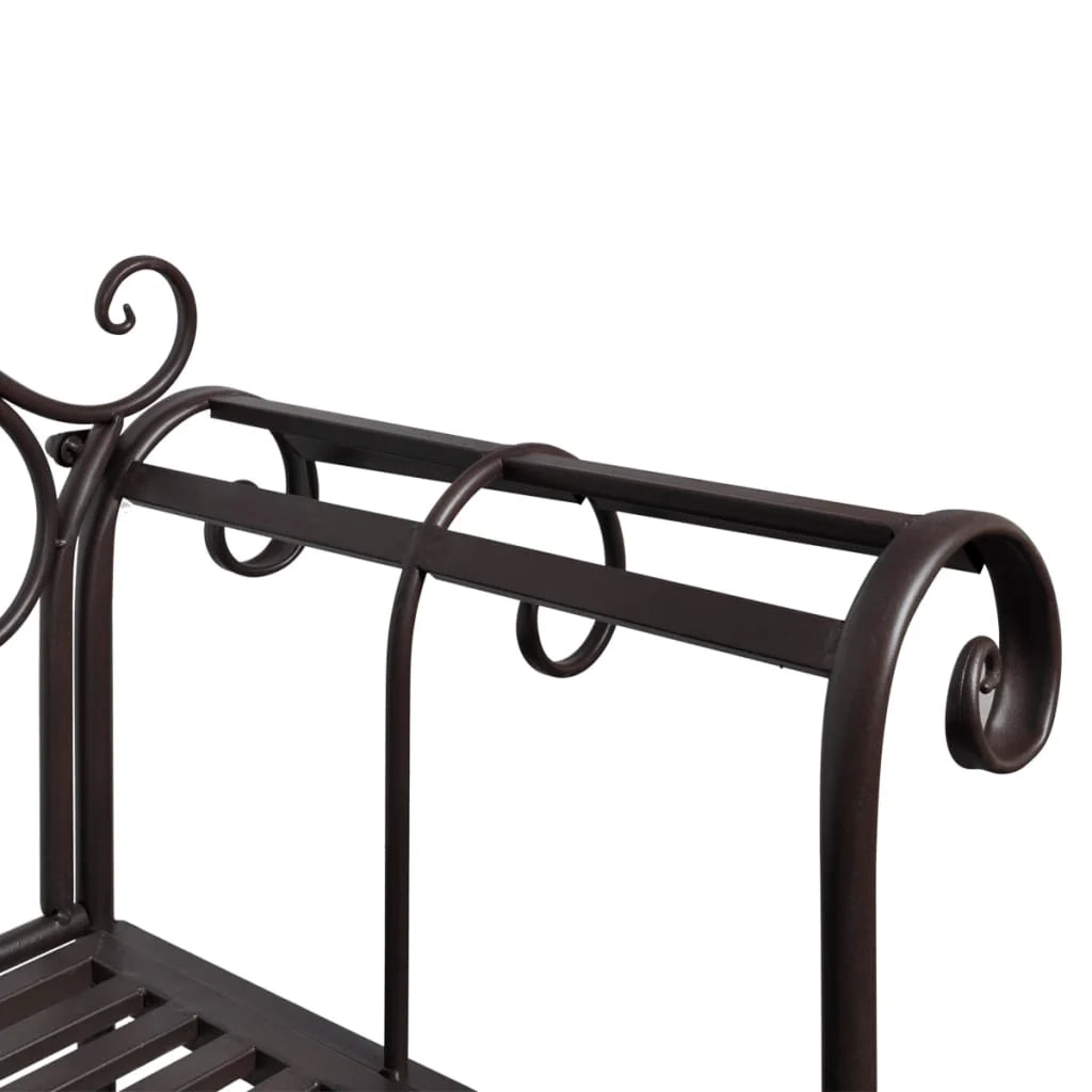 Panca da giardino mobili da esterno per patio terrazza 132 x 46 x 85 cm acciaio marrone anticato 02_0011237