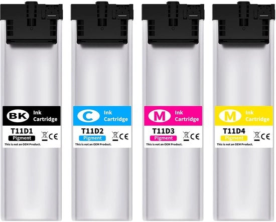 Set di Cariche d'Inchiostro compatibile con Epson T11D1-T11D4 - Nero/Ciano/Magenta/Giallo - Chip migliorato - Per Workforce Pro WF-C5390DN/WF-C5890DWF - Cariche per Stampante