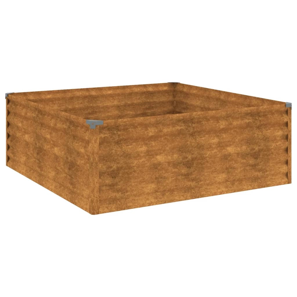Fioriera rialzata per piante fiori patio giardino 100 x 100 x 36 cm acciaio corten marrone 02_0039289