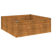 Fioriera rialzata per piante fiori patio giardino 100 x 100 x 36 cm acciaio corten marrone 02_0039289