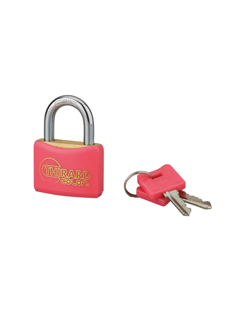 Lucchetto con chiave Mach, ottone, esterno, rosso, guscio pvc, 40mm 2 chiavi - THIRARD