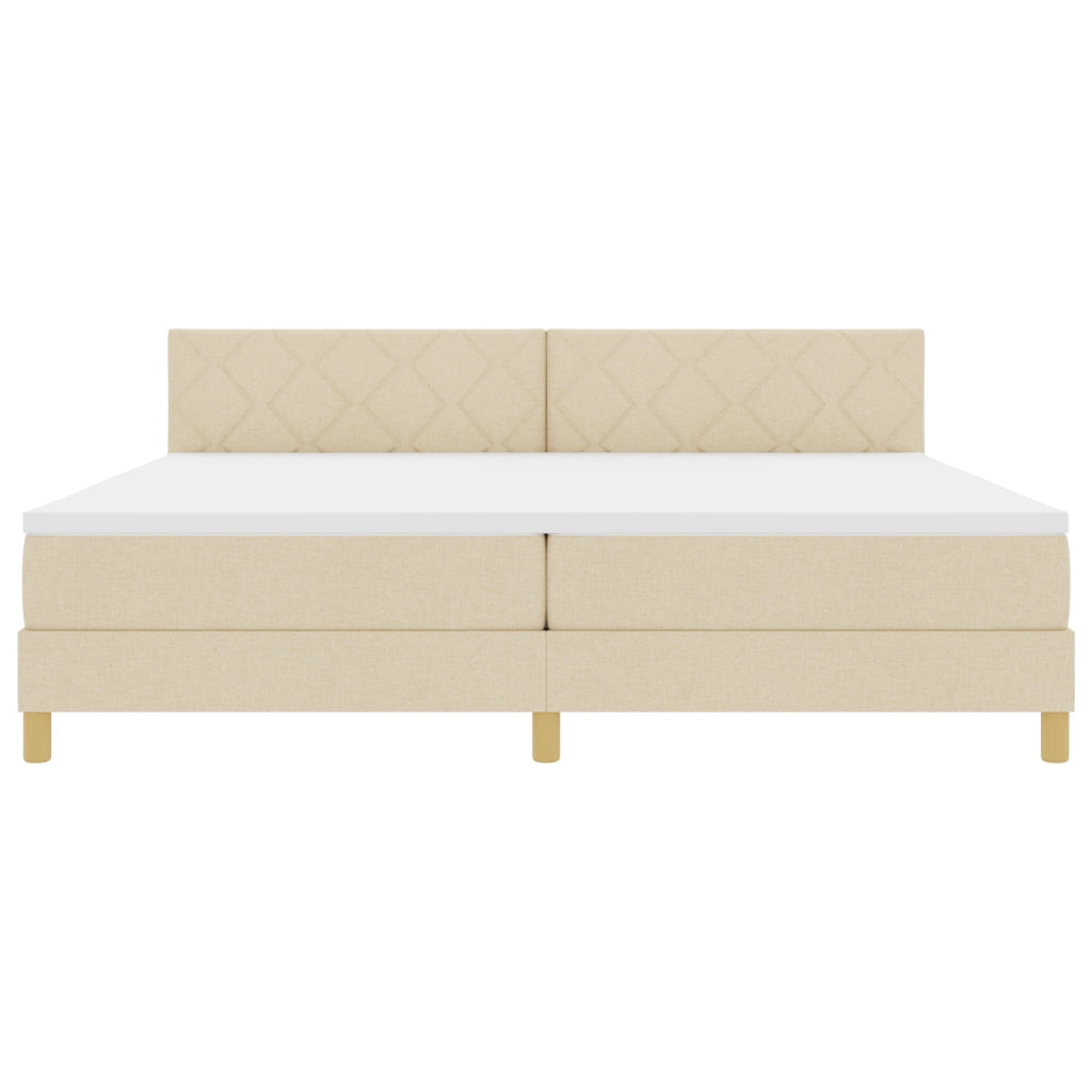 Letto a Box Spring con Materasso & LED Panna 200x200 cm Tessuto