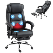 Sedia da Ufficio Ergonomica con Massaggio e Poggiapiedi ¨C Zephmum ¨C Pelle Sintetica Nera