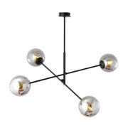 Lampadario 4 Luci Yama In Acciao Nero Con Bracci Regolabili E Vetro Fumè