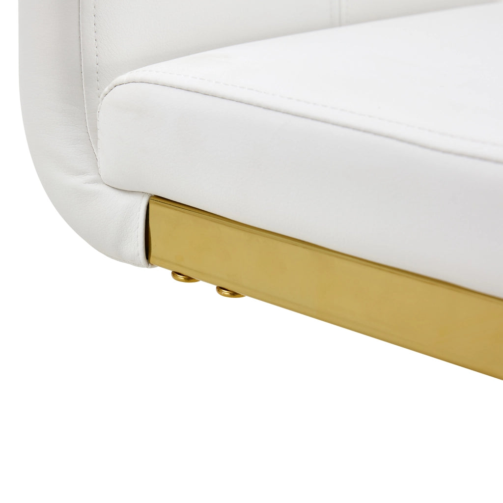Sgabello da bar set da 2 con schienale e poggiapiedi per cucina e ristorante moderno in pelle PU e metallo, bianco e oro
