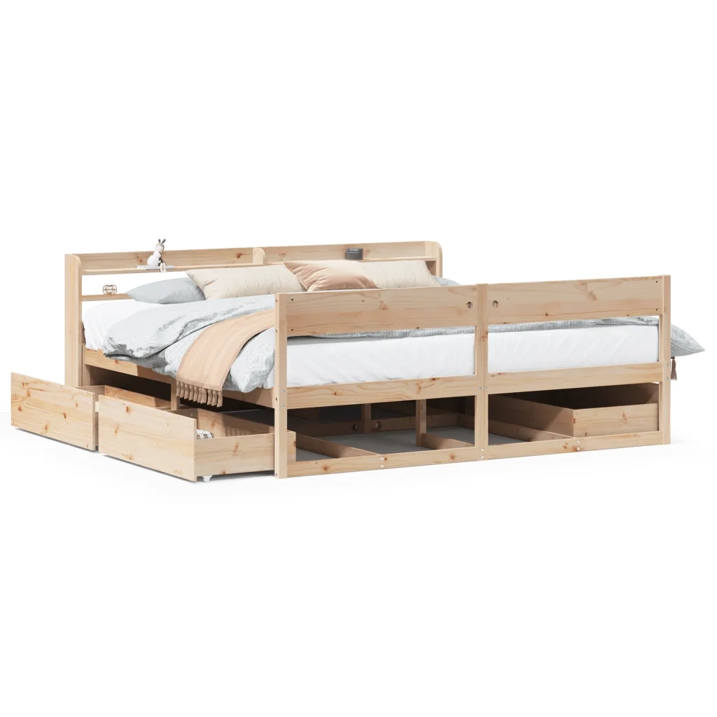 Letto senza Materasso 200x200 cm in Legno Massello di Pino 3307110