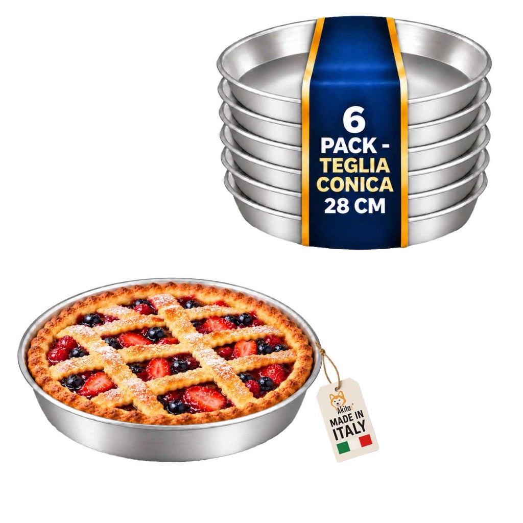 Akitaink 6 Pezzi Tortiera Conica Pastiera Alluminio 28 cm h 4 cm