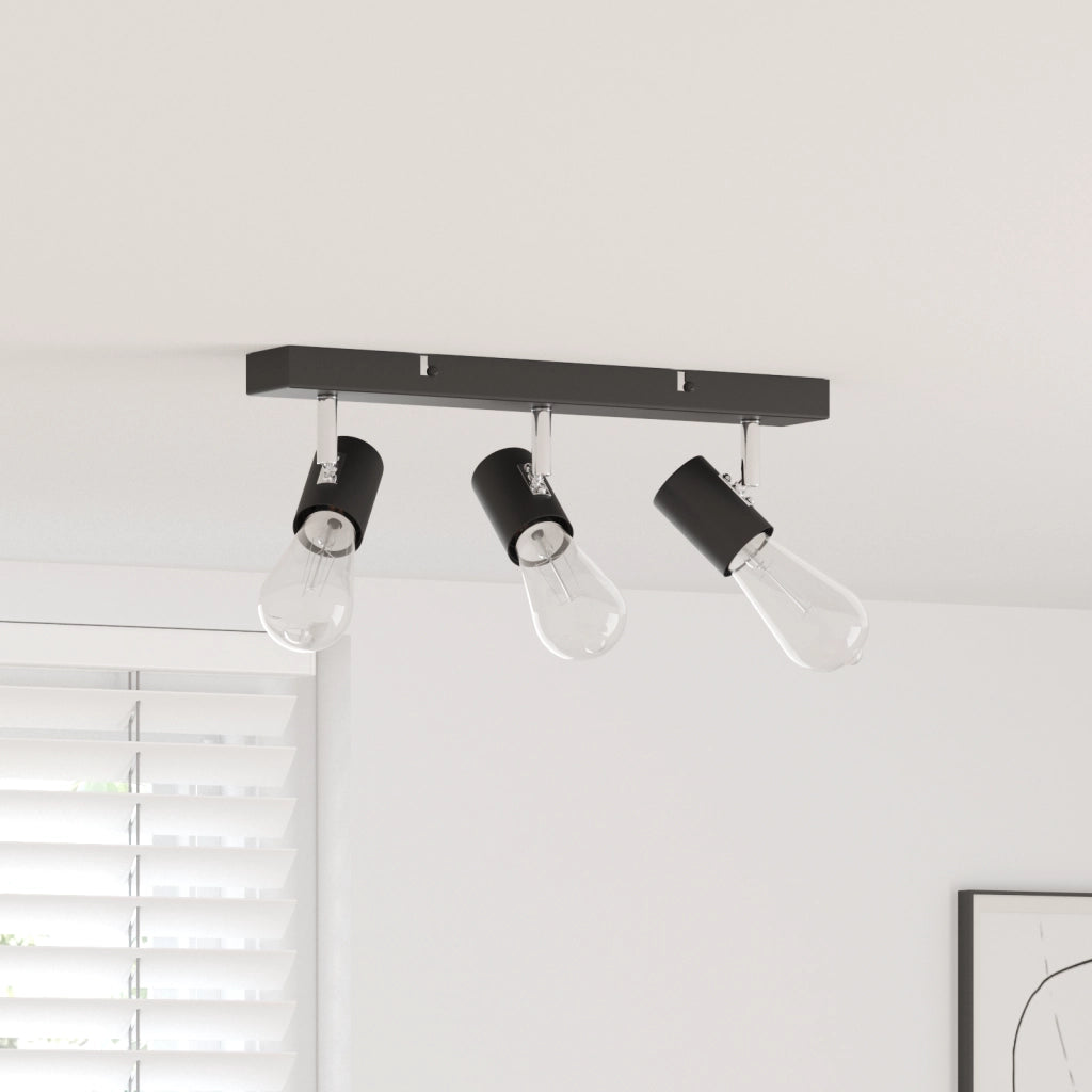 Faretto da soffitto a 3 vie regolabile nero E27