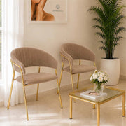 Sedie da sala da pranzo set da 2 Aurelia velluto grigio tortora con gambe dorate
