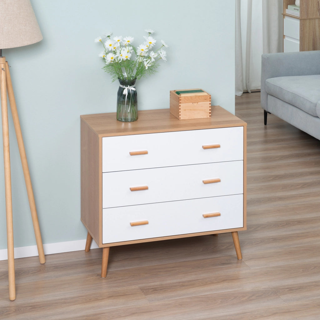 Com¨° 3 Cassetti ¨C Zephmum ¨C Legno Effetto Chiaro Bianco 60x40x