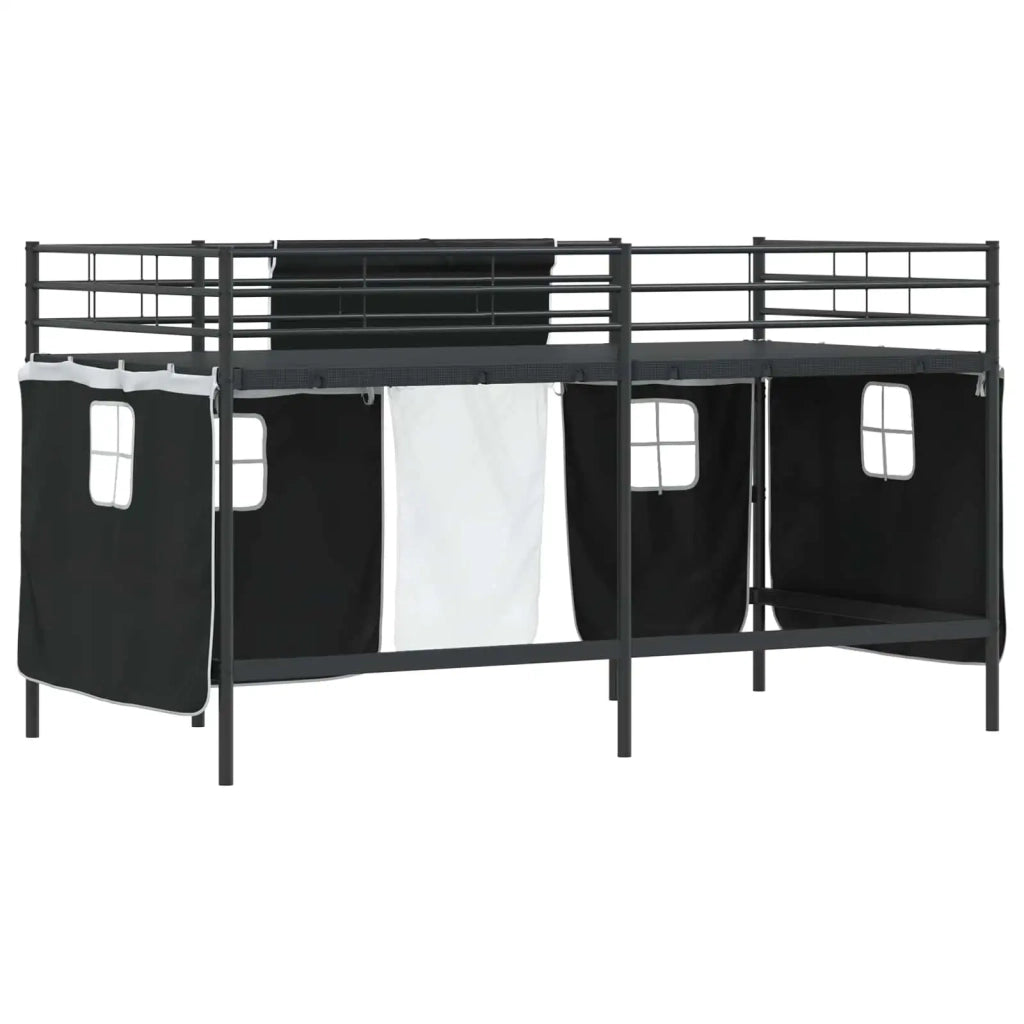 Struttura del Letto Loft per Bambini | Letto Infantile | Lettino con Tendine Nero