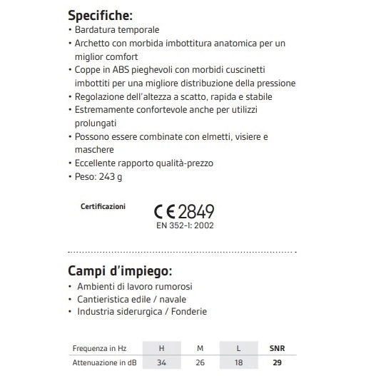 CUFFIA ANTIRUMORE C3 NERA PIEGHEVOLE ANATOMICA