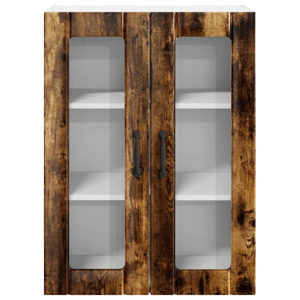 Pensile da cucina | Mobile in vetro da parete LUCCA Rovere Fumo 60 x 31 x 80 cm